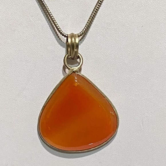 Natural Peach Aventurine Gemstone Pendant Necklace. - Picture 1 of 5
